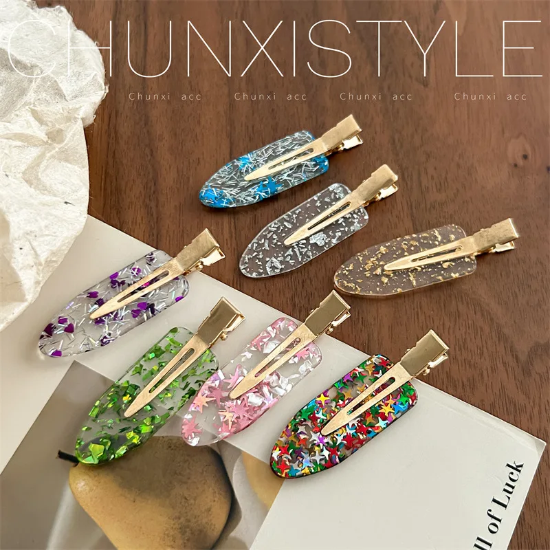 

4Pcs Jelly Colour Surfboard Hair Clip No Trace Positioning Clip Women Hair Clip Makeup Duckbill Clip Bangs Clip Hair Accessories