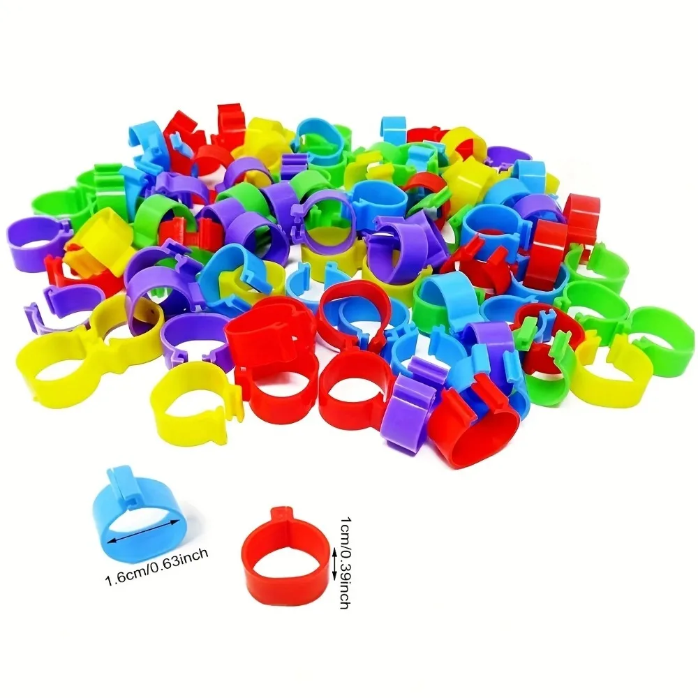 20/100Pcs Random Color Chicken Leg Rings Colorful Plastic Poultry Foot Bands Identification Tags for Chickens Ducks Geese