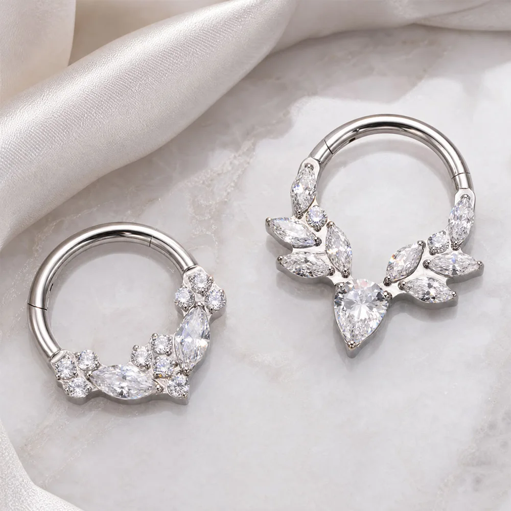 ASTM F136 Titan CZ Stern Nasenring Piercing Ohrringe 16G Septum Scharnier Clicker Daith Tragus Helix Ohrring 2026 Neuer Schmuck – Detail 6