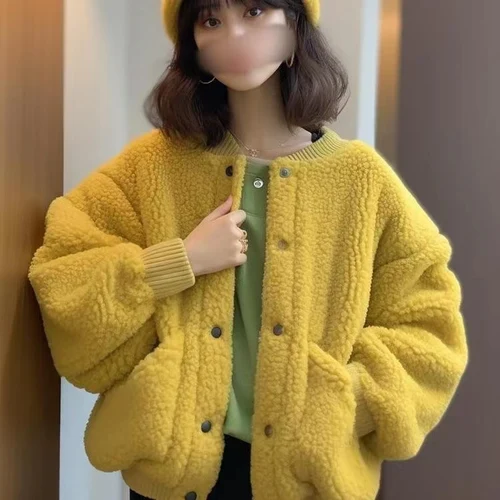 YellowLamb WoolCotton CoatJacket 여성용 몸집이 작은 자른 한국 스타일 유휴 트렌디 코튼 패딩 자켓 2024 봄  Best5