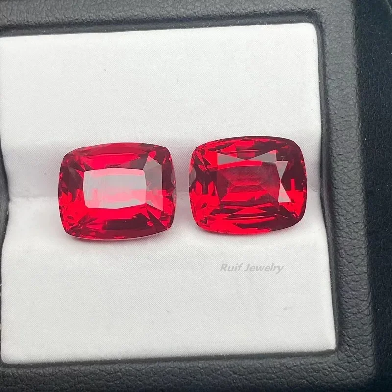 Ruif Hand Make Good Quality Pigeon Blood 10x12mm 7.86ct Cushion Cut Lab Grown Ruby Loose Gemstone for Fine Jewelry Making