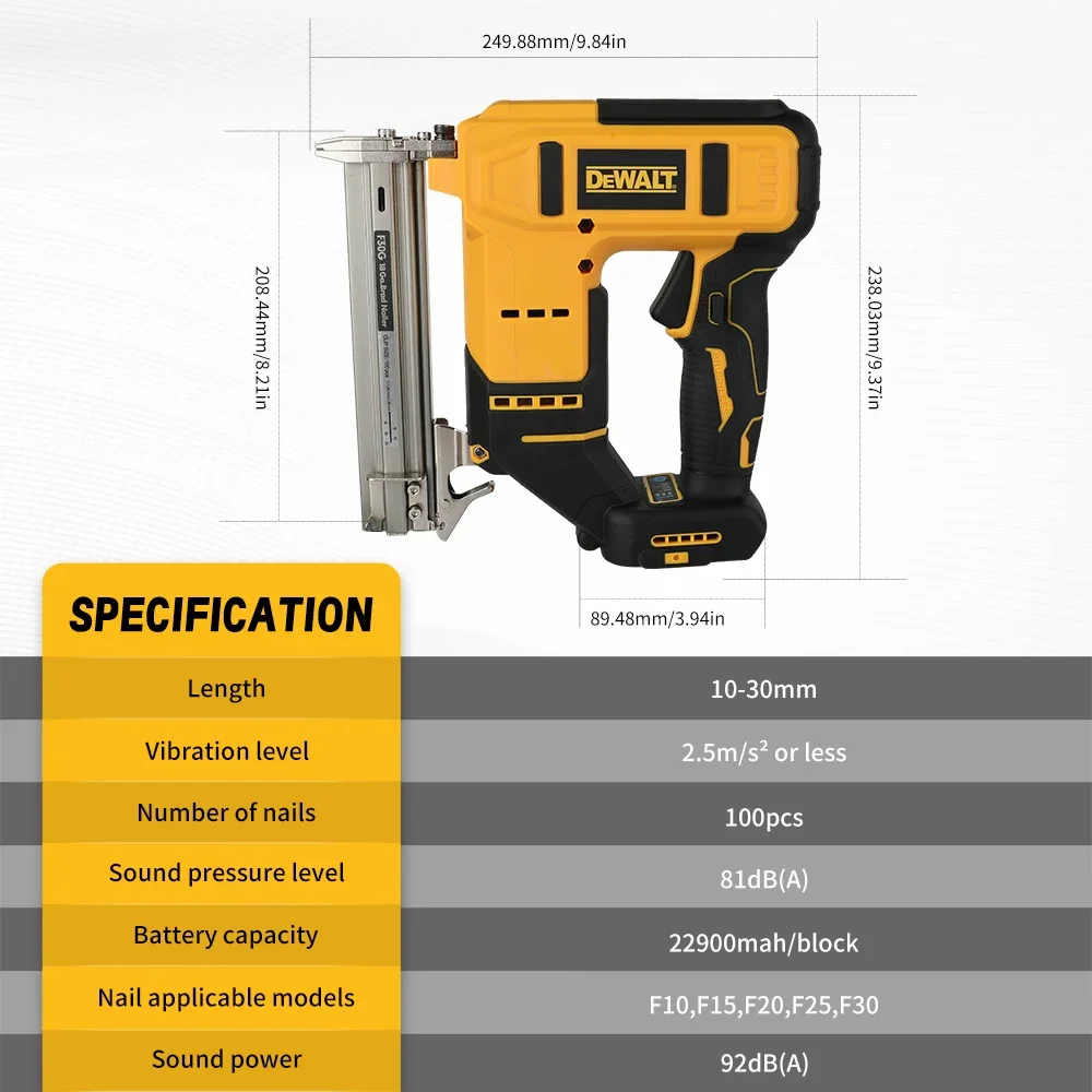 DEWALT 20V MAX Cordless Brad Nailer | Brushless Motor | Ideal for Baseboards, Molding & Furniture NO battery.F30