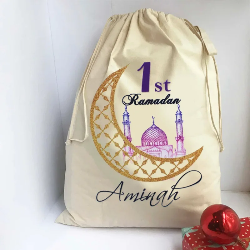 Personalised Custom Name baby boy girl first 1st Ramadan Gift eidi bag Eid Al-Fitr Muslim Islamic Kareem eid Mubarak Decoration