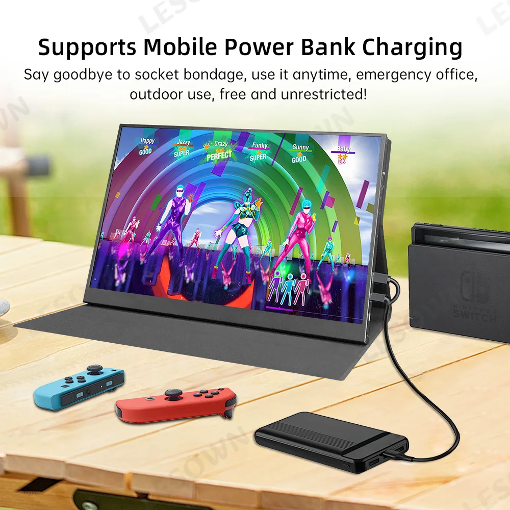 LESOWN 14 inch 2.5K 144Hz Portable Gaming Monitor Aluminum Alloy USB-C Mini HDMI External Monitor for Laptop PC Phone