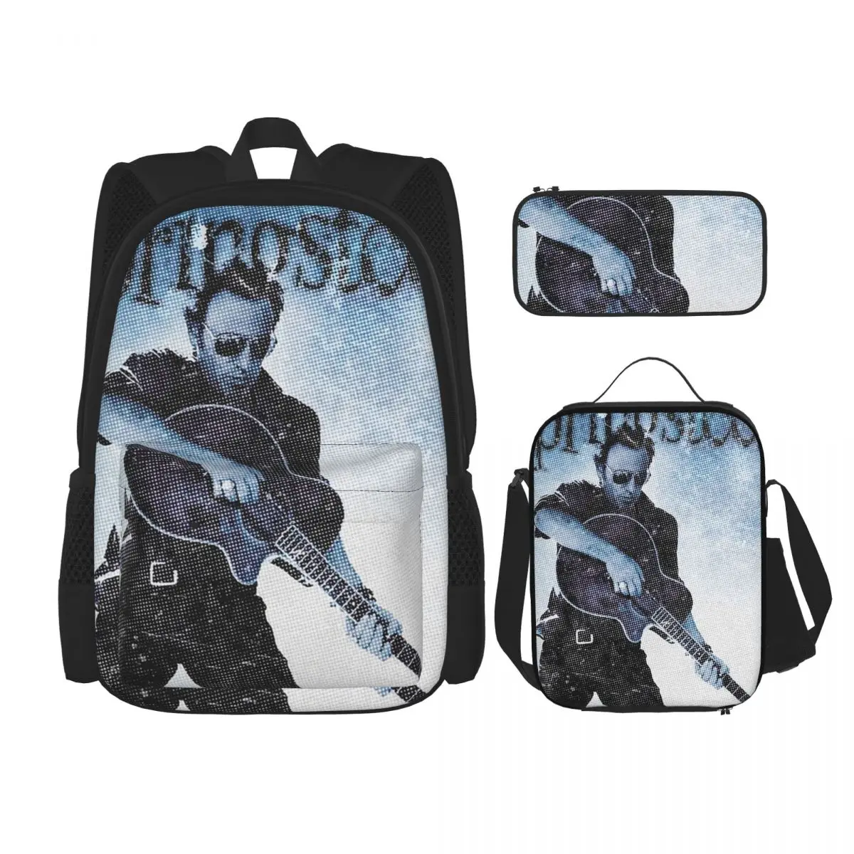 Springsteen Take The Guitar Backpacks Boys Girls Bookbag Children School Bags Kids Rucksack Lunch Bag Pen Bag Three-Piece Set