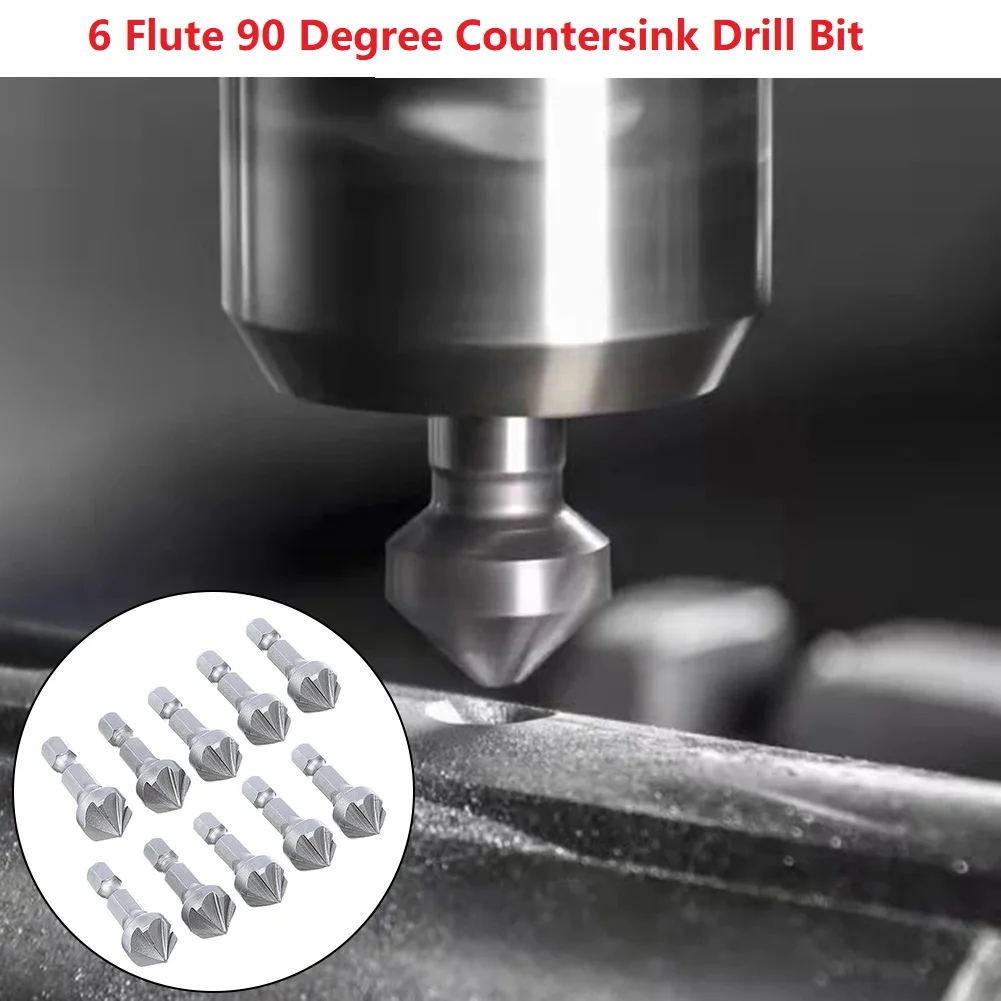 New 90 Degree Countersink Drill Chamfer Bit 1/4\" Hex Shank Carpentry Woodworking Angle Point Bevel Cutting Cutter Remove Tools