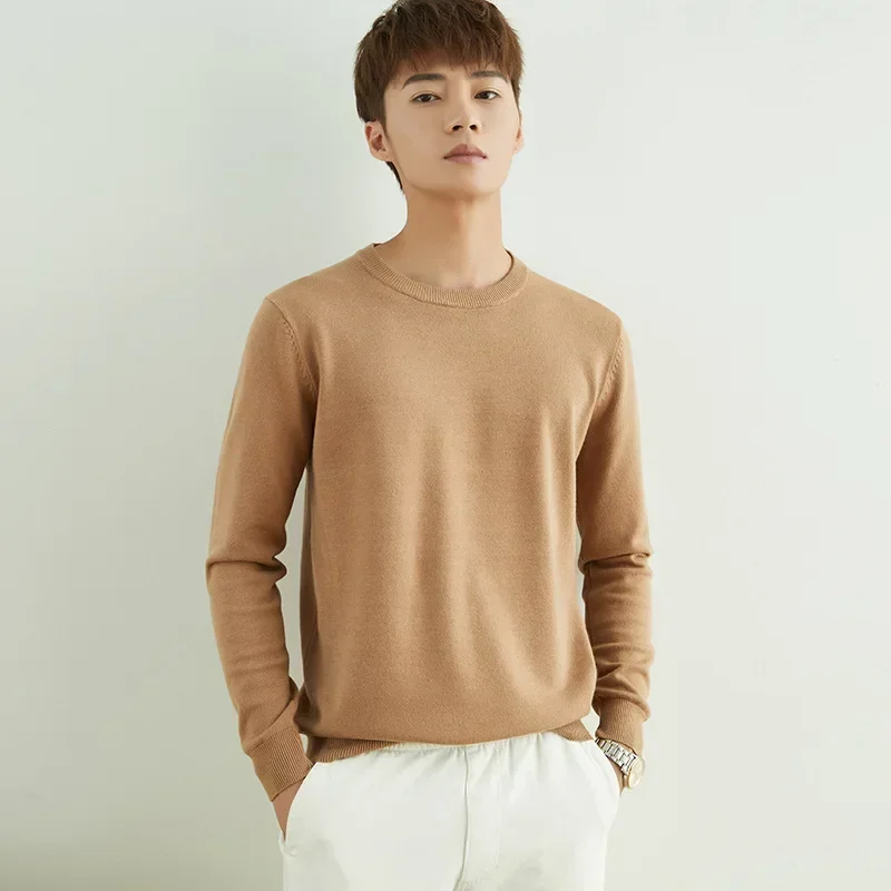 MRMT 2025 Brand New Men's Autumn Men's Sweater Round Neck Solid Color Long Sleeve Wear Knitwear Thin Loose Bottom Line ShirtTide