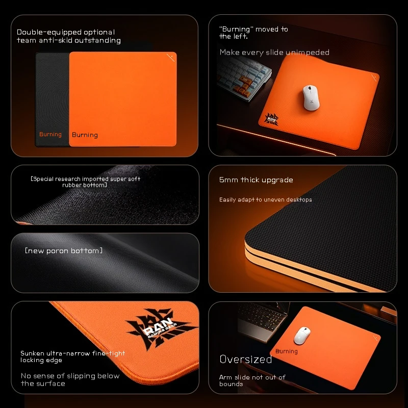 MCHOSE RAN+ Pro Accurate Tracking Mouse Pad X-SOFT 490*420*4mm Extra Large for Desktop Gaming High-Performance Precision Control