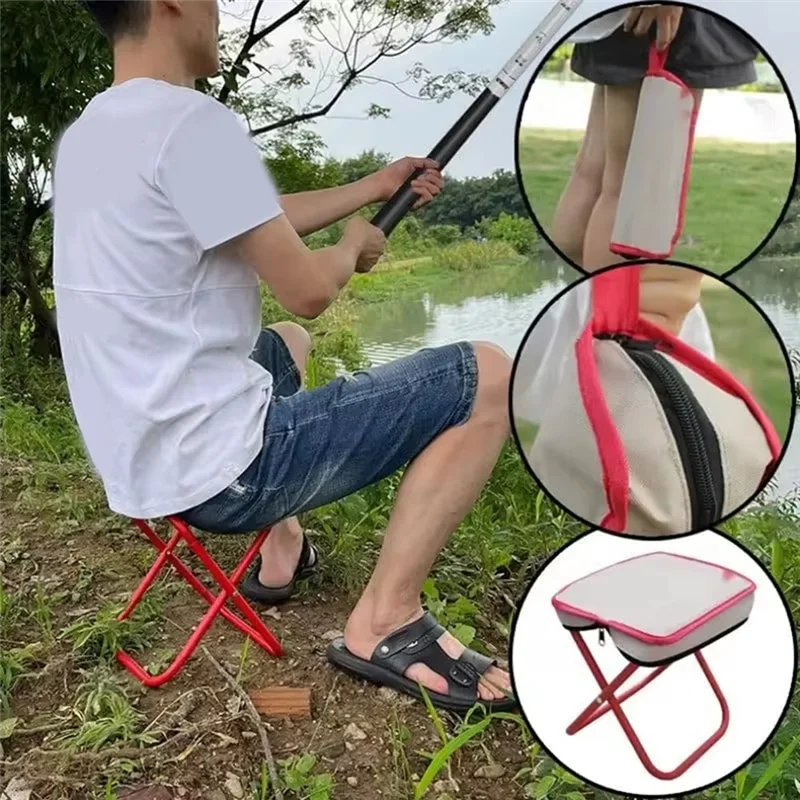 

RTENTE-Portable Folding Camping Stool Chair Fishing Stool With Foldable Storage Multi-Functional Mini Travel Sketching Stool