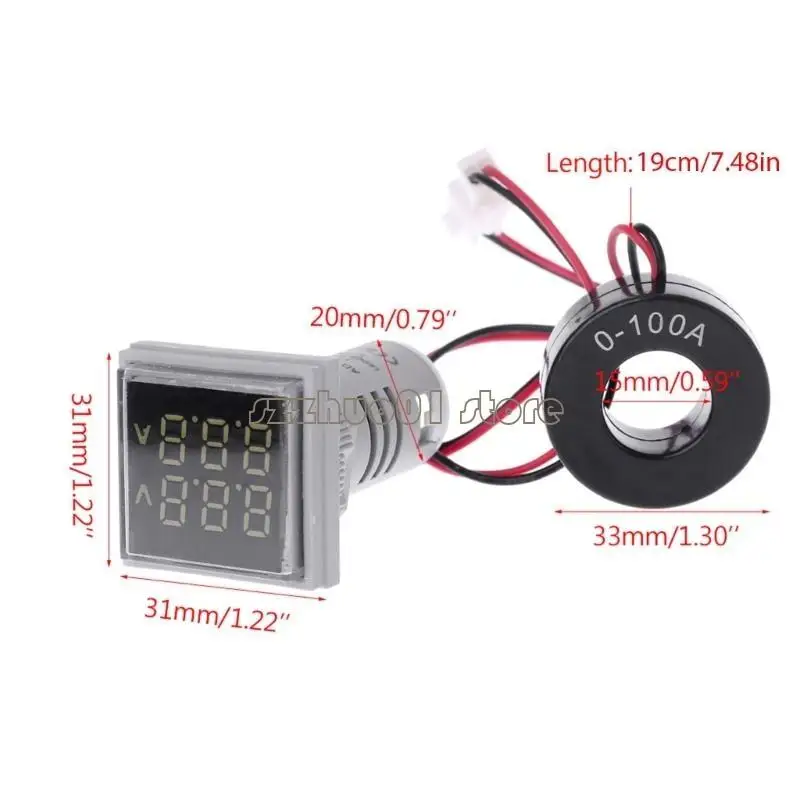 M3GA Square LED Digitale Doppelanzeigevoltmeter Amperemeter -Spannungsmesserstrommesser
