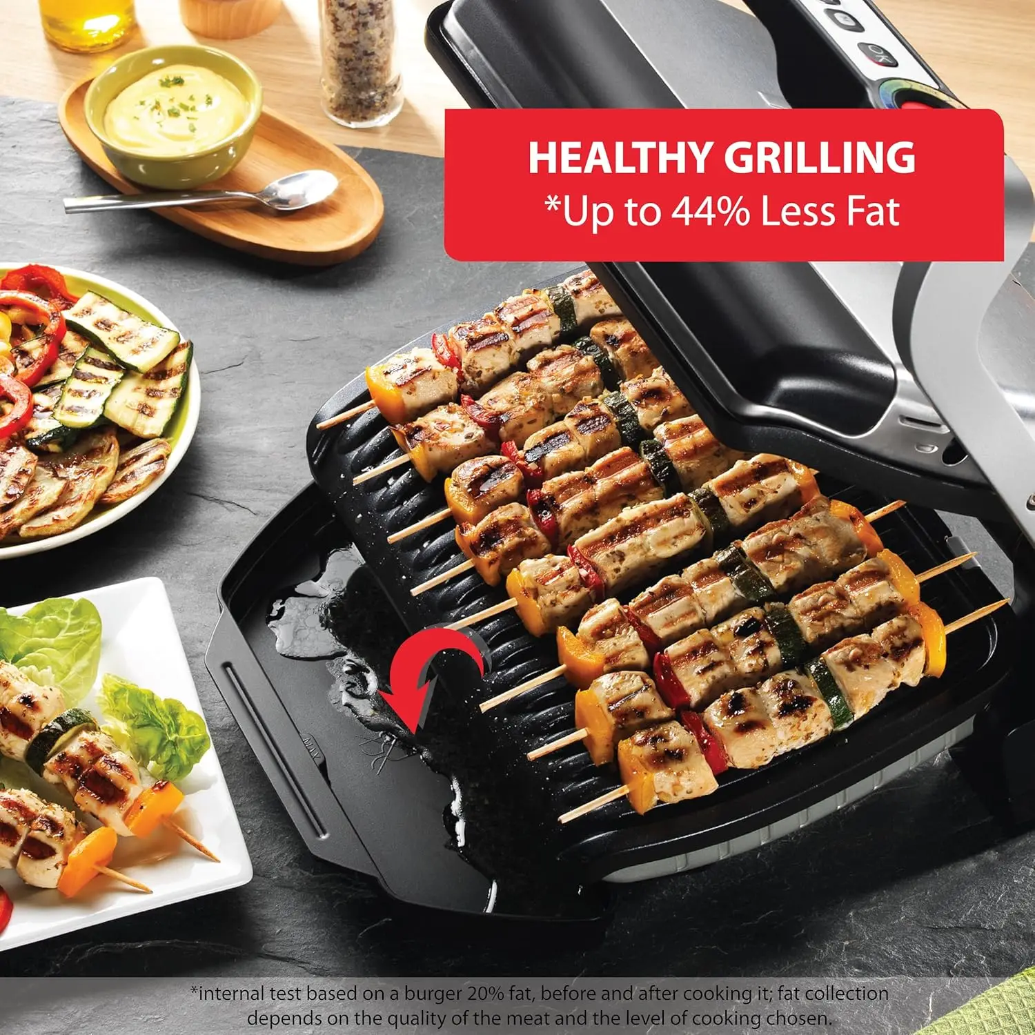 OptiGrill Stainless Steel Electric Grill Indoor 4 Servings 6 Automatic Cooking Modes, Intelligent grilling rare 1800 Watts