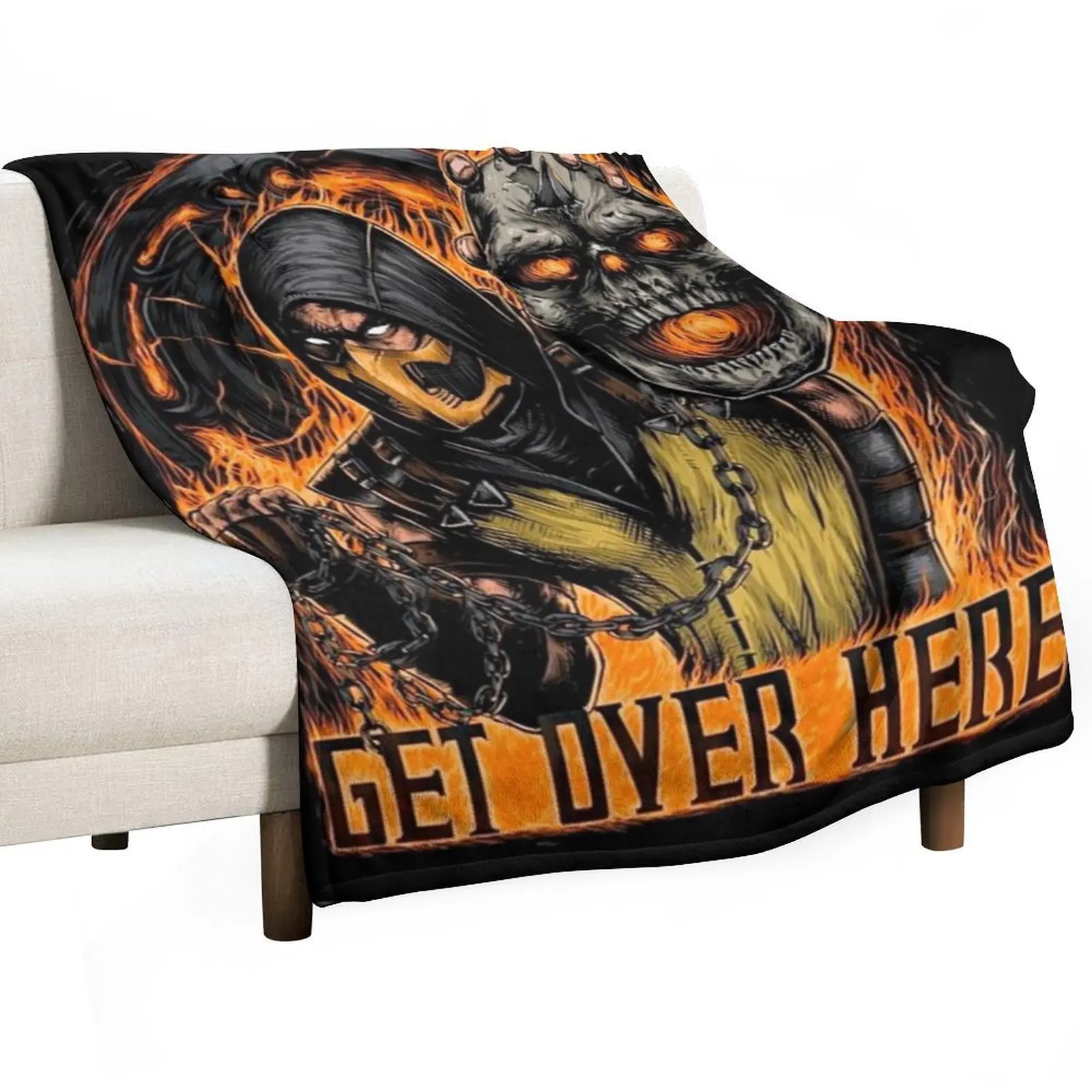 

Mortal Kombat Scorpion Get Over Here Throw Blanket Blankets For Sofas Retros for winter warm for winter Blankets