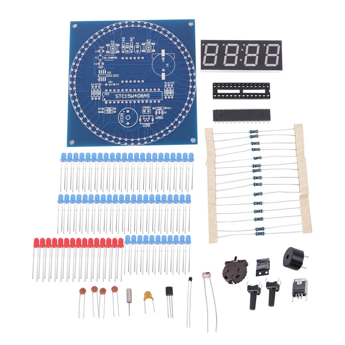 DIY Rotating Electronic Clock Kit Electronic Circuit Basic Experimental Kit LED Display Alarm Clock DIY Parts
