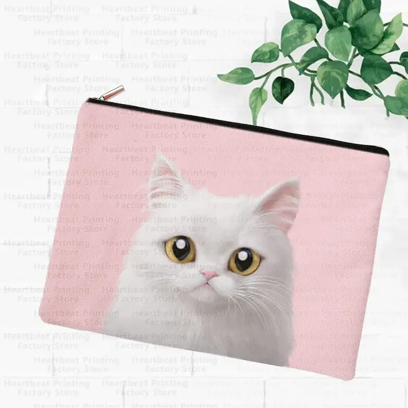 Women Makeup Bag Fashion  Pretty Japanese Style Cosmetic Bag Illustration Cat Girl Print Heat Transfer Multifunction Pencil Case