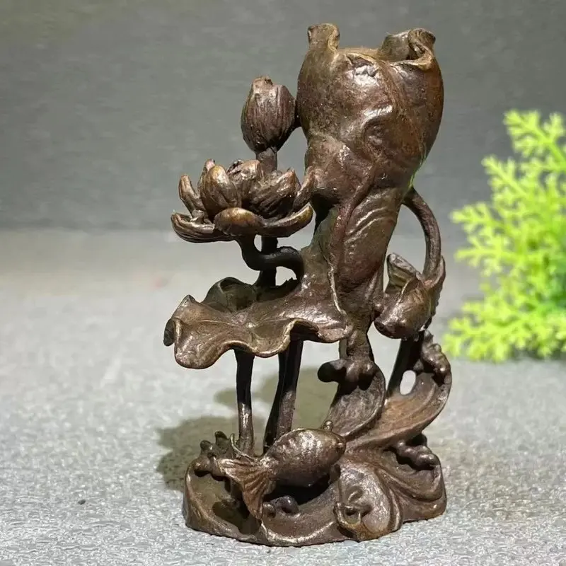 Pisces Leaf Stick Metal Ornament Vintage Lotus Goldfish Holder Ceremony Tea Table Small Incense