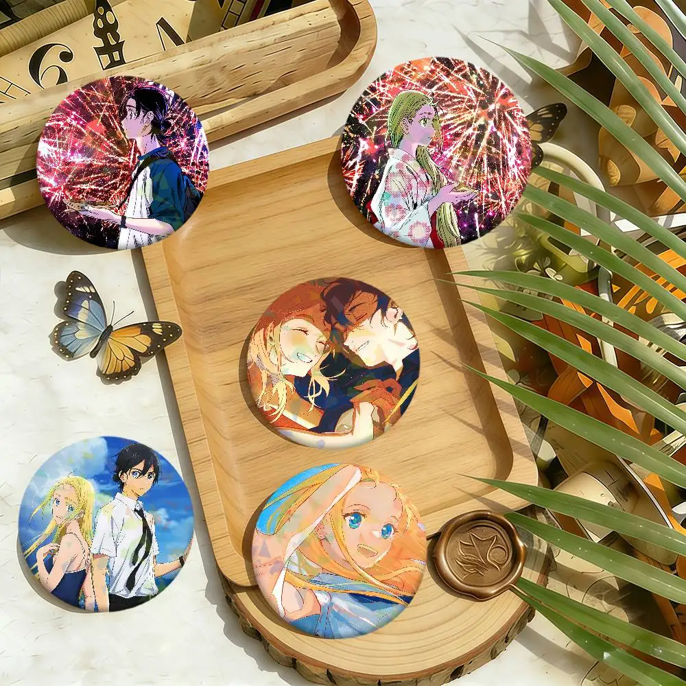 Hot Anime Summer Time r-Rendering badge pins brooche Backpack Decor Accessories Fans Souvenir gift Round Laser