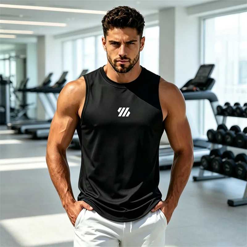 Men Running vest Quick‑Dry Gym Tank Top Breathable Mesh Sleeveless Undershirt fitness T-shirt men Summer 6 Colors Workout Tops
