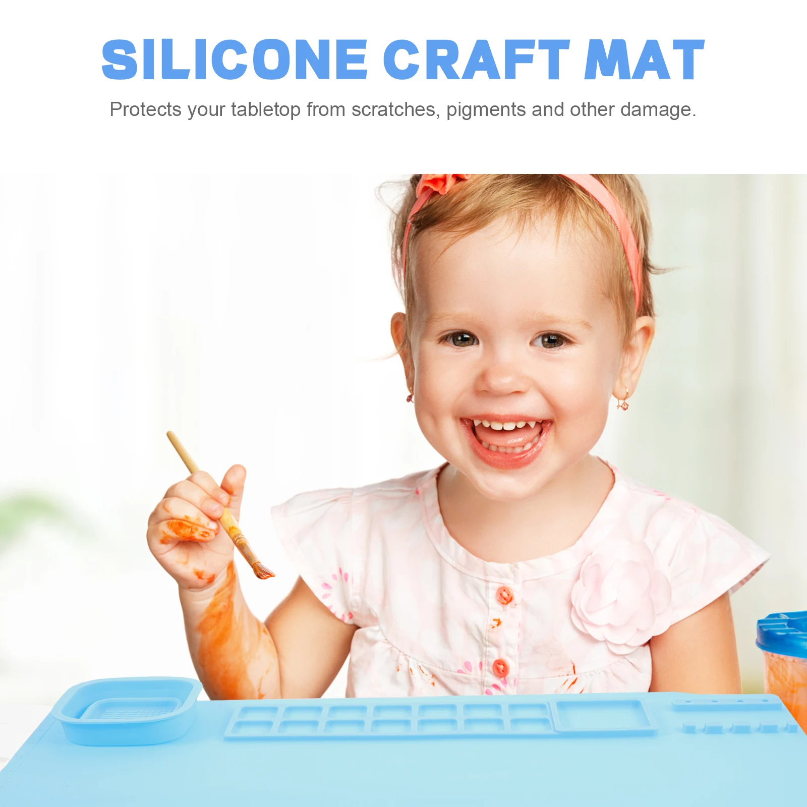 

Silicone Pigment Plate Paint Blue Color Mixing Tray Reusable Durable Watercolor Painting Child DIY Art Craft
