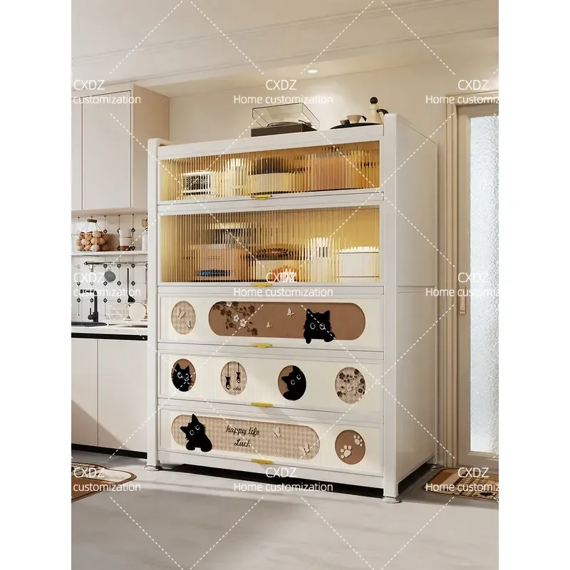 Steel Kitchen Rack Wall Mounted Floor to Ceiling Multi Layer Microwave Oven Storage Cabinet Side Organizer Shelf