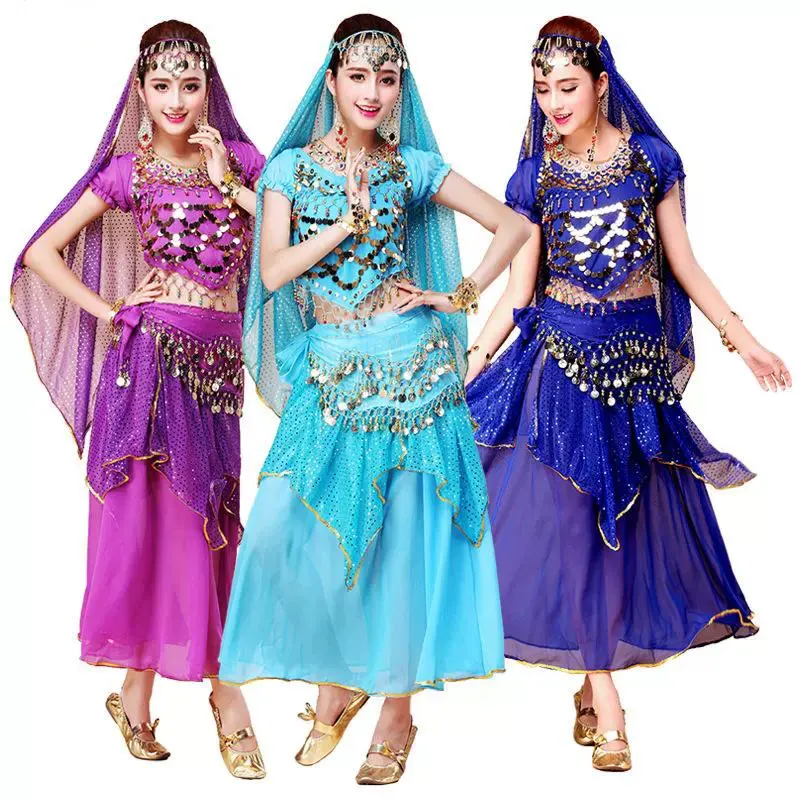 

4PCS Sexy Sequin Belly Dance Costumes Bollywood Stage Costume Women Indian Dance Suit Performance Dance Wear Carnival Clothing