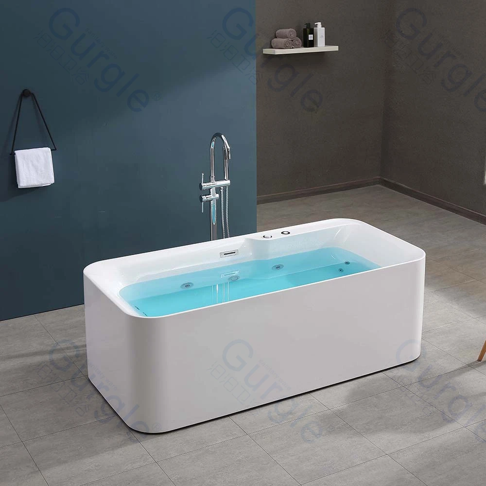 

Hot Selling Indoor White Bathroom Solid Surface Bathtub Freestanding Portable Soaking Bathtub For Adults