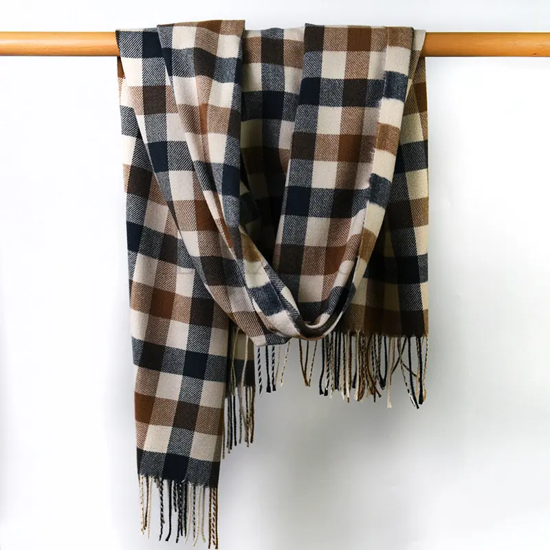 Women's Scarf Checkerboard Plaid Scarf Japan and South Korea Sweet Warm Plaid Scarf Tassel Shawl Scarf Autumn Winter New 2022