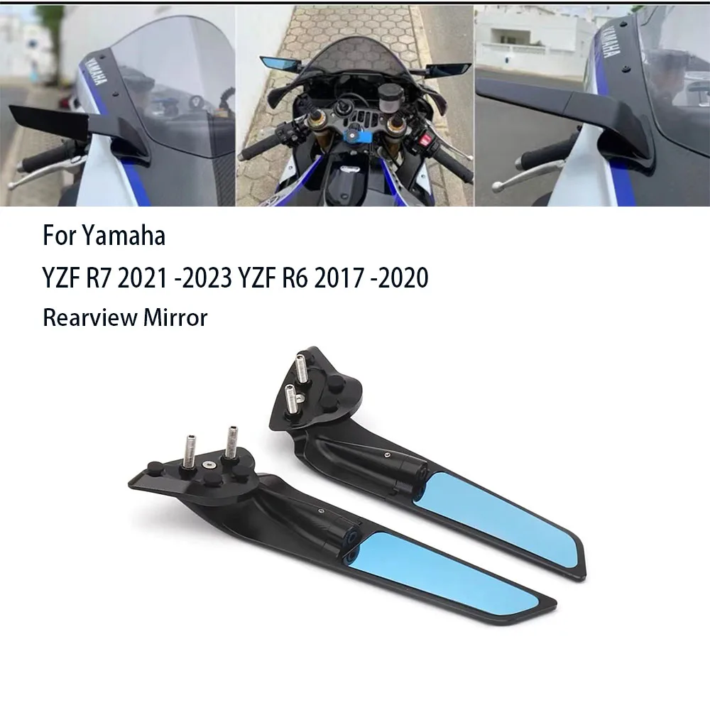 

For Yamaha YZF R7 2020 2022 2023 Yzf R6 2017 2018 2019 2020 Motorcycle Mirror Wind Wing Aluminum Rotating Rearview Mirror Black