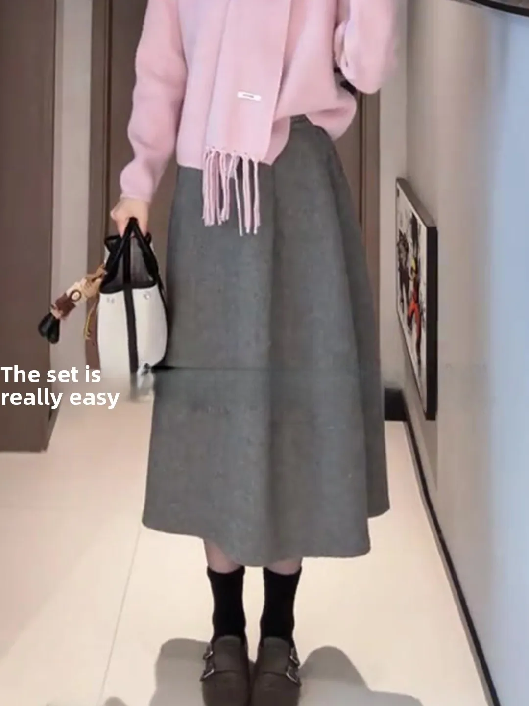 

Юбка А-силуэта Ele: винтажная коллекция весна-осень, стройнящая модель с высокой талией, скрывающая недостатки фигуры, от Flagip Women's Store