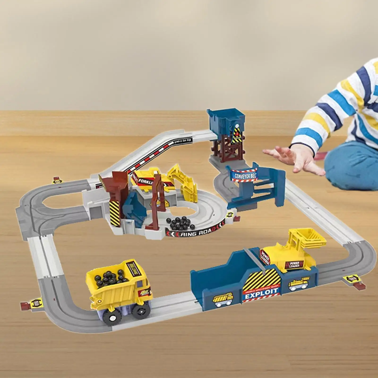 Adventure Track Engineering Toy Set for Kids Electric Quarry Train Race Track Construction Playset Educational Gift