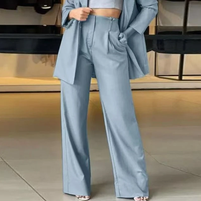 Set blazer in 2 pezzi da donna Office Lady Blazer con risvolto con visiera Abiti eleganti pantaloni a vita alta 2 pezzi Completi Set di pantaloni alla moda 2025