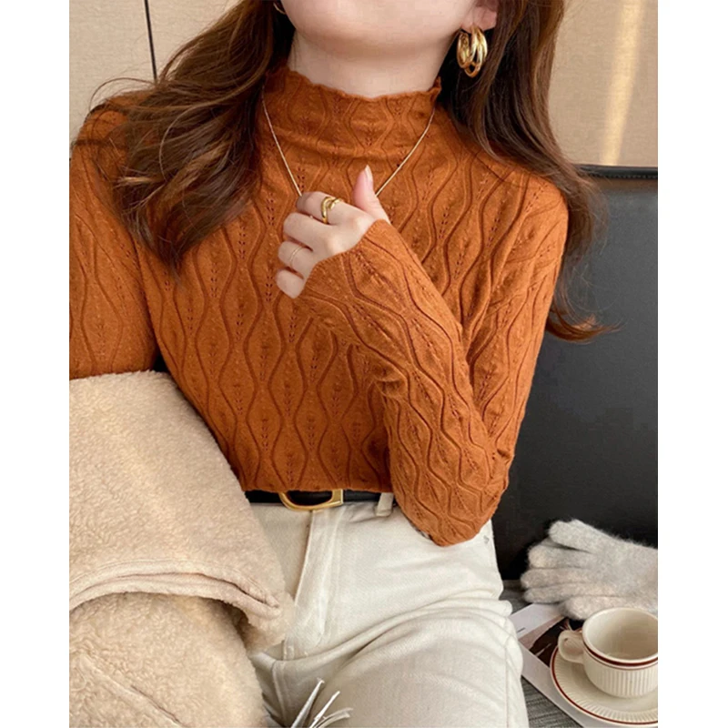 MEXZT Half Turtleneck Sweater Women Fashion Knitted Pullovers Korean Black White Long Sleeve Jumper Winter Ladies Slim Knitwear