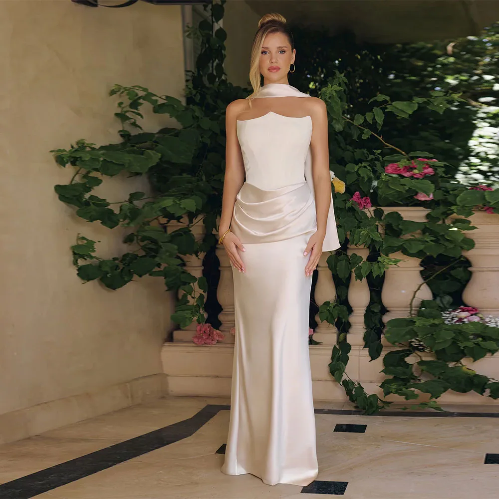 Sexy Sleeveless Pleat Wedding Dresses For Women Elegant Mermaid Prom Gown Cocktail Party Vestidos De Fiesta Elegantes Customized
