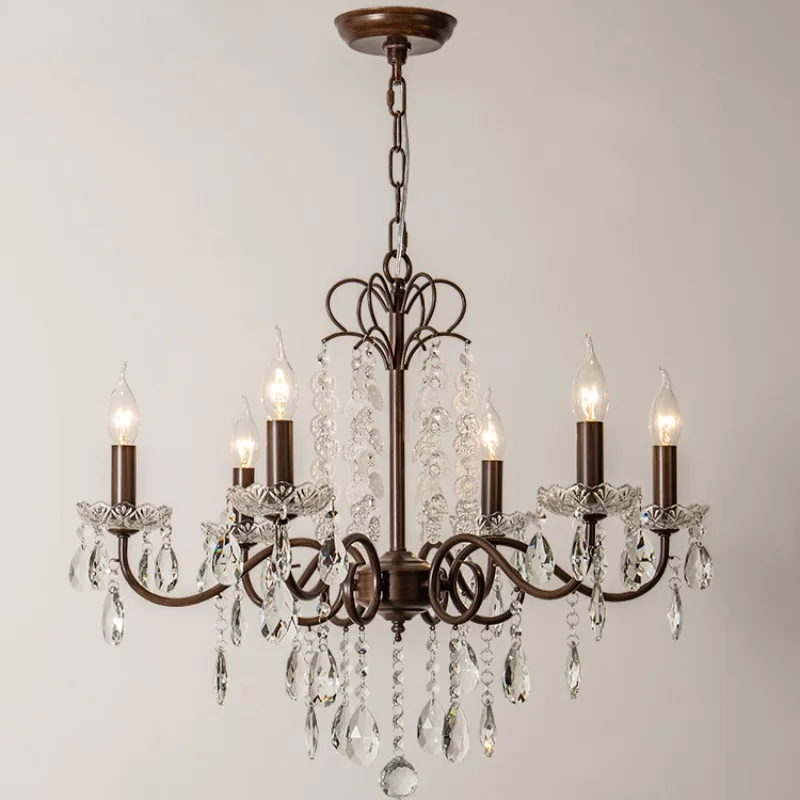 

American retro pendant lamp, bedroom crystal lamp, French new light luxury personalized living room dining room lamp