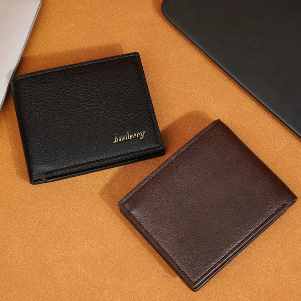 

High-end Korean Style Men Wallet Credit Card Case Pocket Purse PU Leather Coin Purse Short 2 Fold Square Card Holder Travel