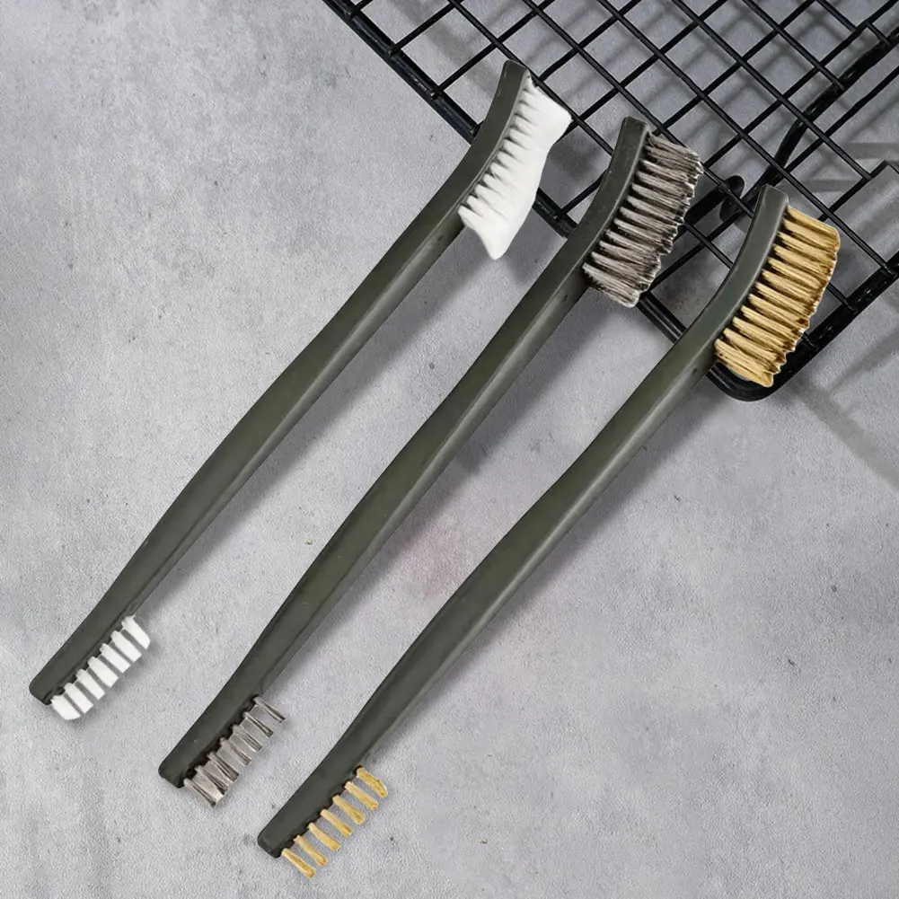 3 PCS Brass/Stainless Steel/Nylon Wire Brushes Brass Metal Brush Gun Cleaning Tool for Cleaning and Rust Removing