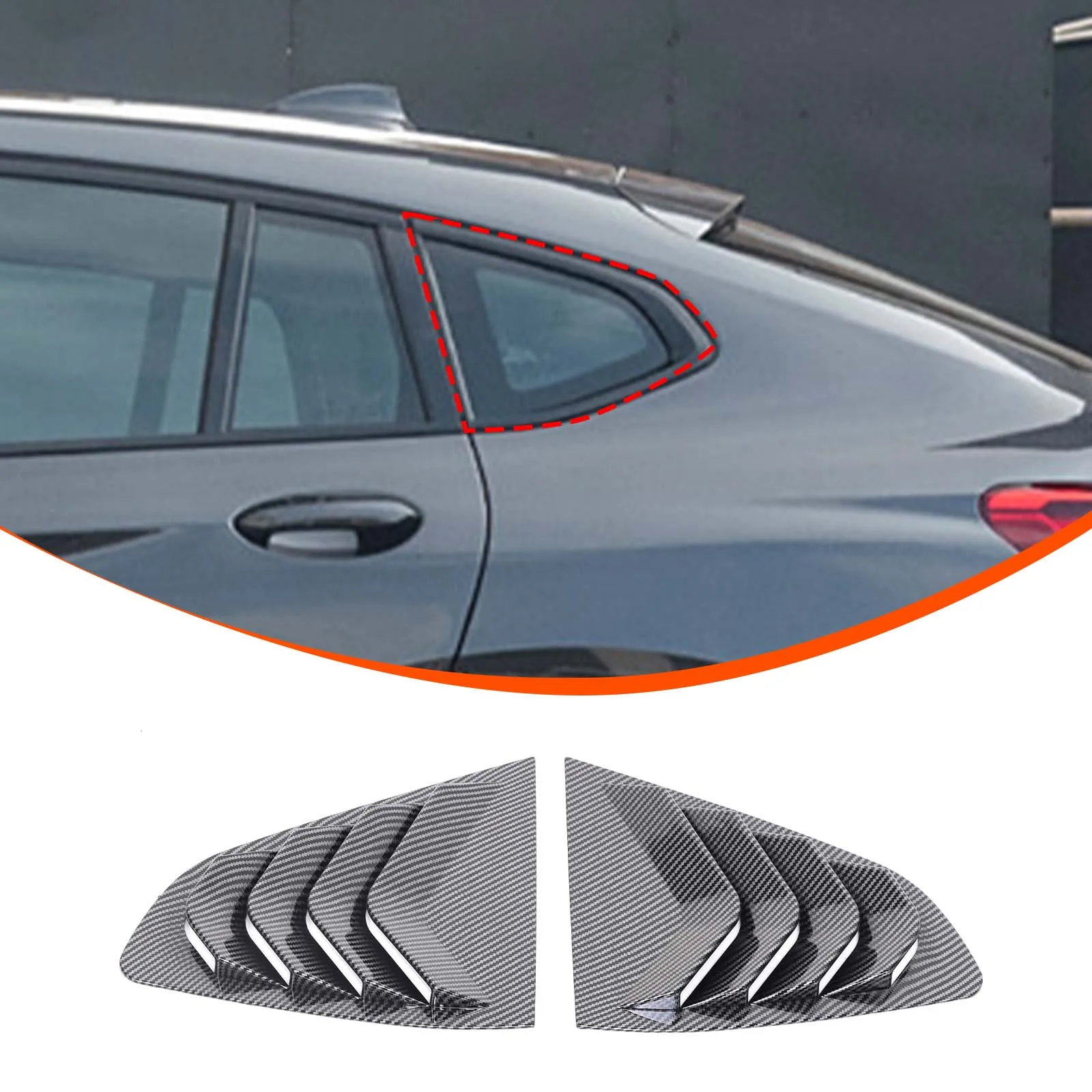 

For BMW X4 G02 2018 + Car Triangle louver shark gill shaped rear window decorative window vent ABS carbon fiber Accessories