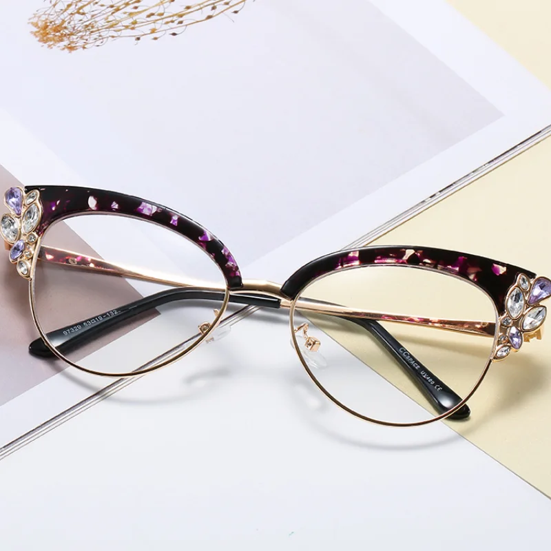 Gafas de bloqueo de luz azul para hombres y mujeres, Marcos ópticos de ojo de gato Retro, lentes transparentes, gafas de lectura graduadas