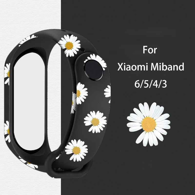 Print Strap for Xiaomi Mi Band 7 bracelet Sport silicone wristband Xiaomi Miband 3 4  wriststrap correa Mi band 5 6 4 7 strap