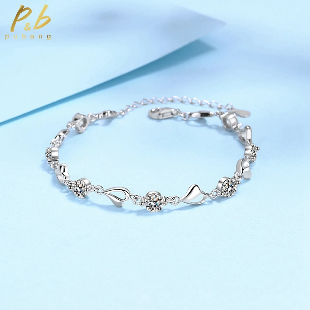 

PuBang Fine Jewelry Real 925 Sterling Silver Luxury Moissanite Diamond Bracelet for Women Anniversary Wedding Gift Free Shipping