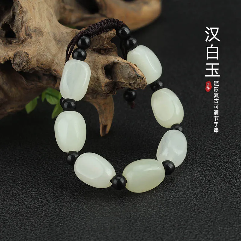 DIY accessories Factory direct sales natural white marble bracelet women's accompanying jade bracelet hand-woven simple ethnic s