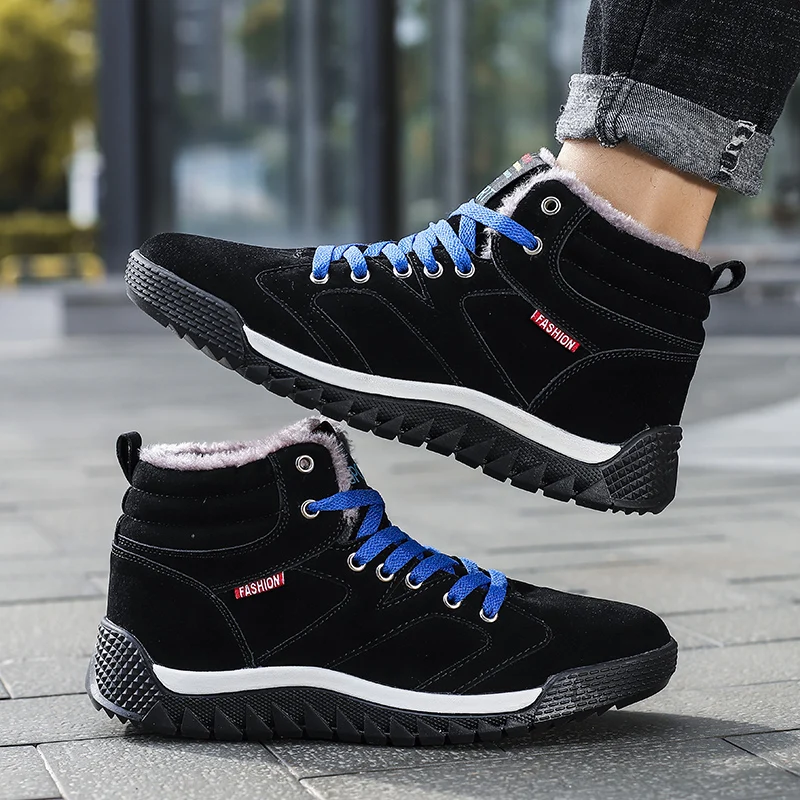 Fashion Warm Plush Snow Boots Man Comfortable Outdoor Winter Boots for Men Non-slip Platform Ankle Boots Men Large Size 39-46