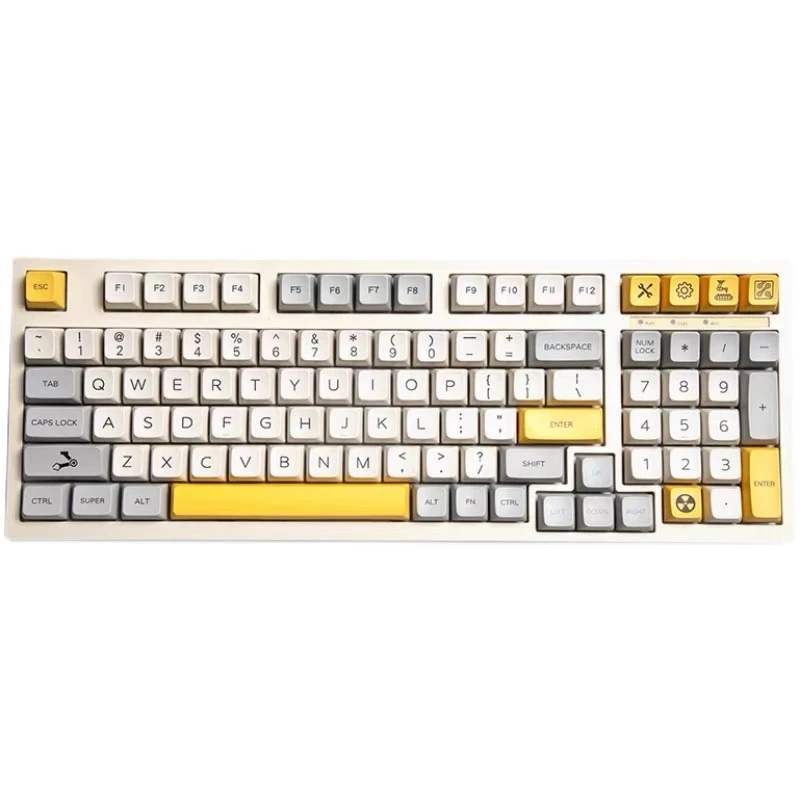 127 Kunci PBT Keycap DYE-SUB XDA Profil Industri Retro Abu-abu Putih Kustom DIY 61 GK61 Keycap Set untuk Keyboard Mekanis