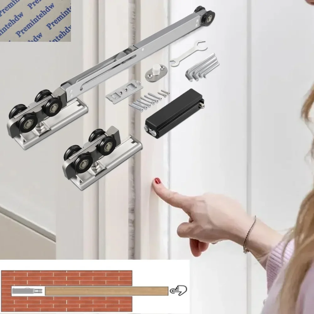 

1Set Push To Open Sliding Pocket Door Roller Hardware Kit