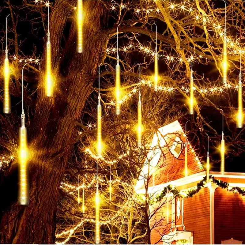 220V/110V Meteor Rain String Lights Wedding Christmas Outdoor Street Tree Decoration Meteor Shower Lights Holiday LED Lighting