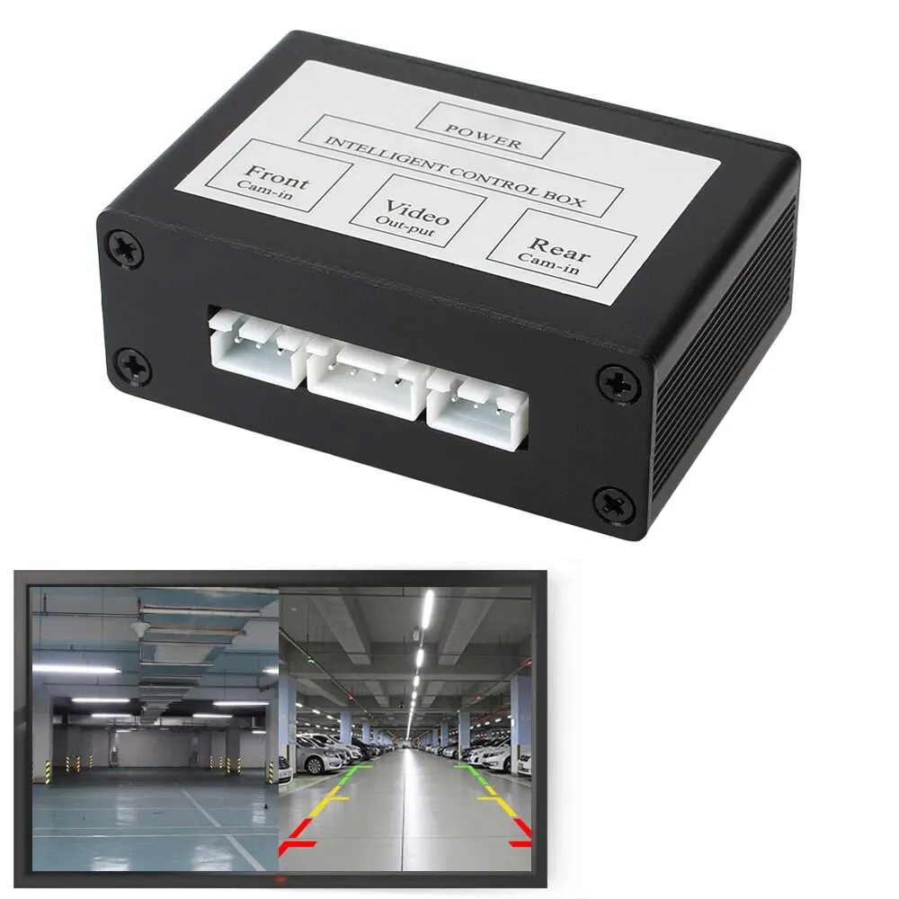 Car Parking Camera Video Channel Converter Front And Rear View Two-Way Control Box With Manual Switch