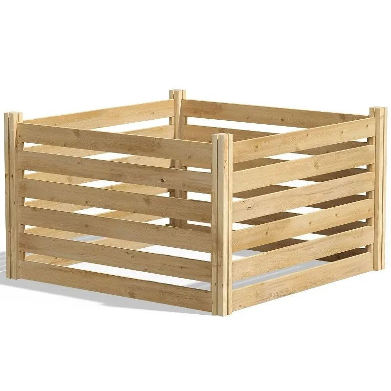 【Hot Item】Cedar Wood Compost Bin 36x36x31in 173.92gal 3/4in Thick Outdoor Garden Yard Waste Recycling Custom