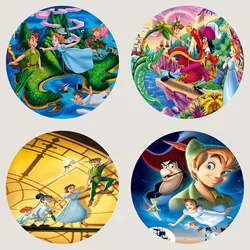 Fondo redondo de Peter Pan de Disneyland, fondo de fotografía de cumpleaños para niños, gancho de capitan, superficie circular, pancarta, accesorios de decoración