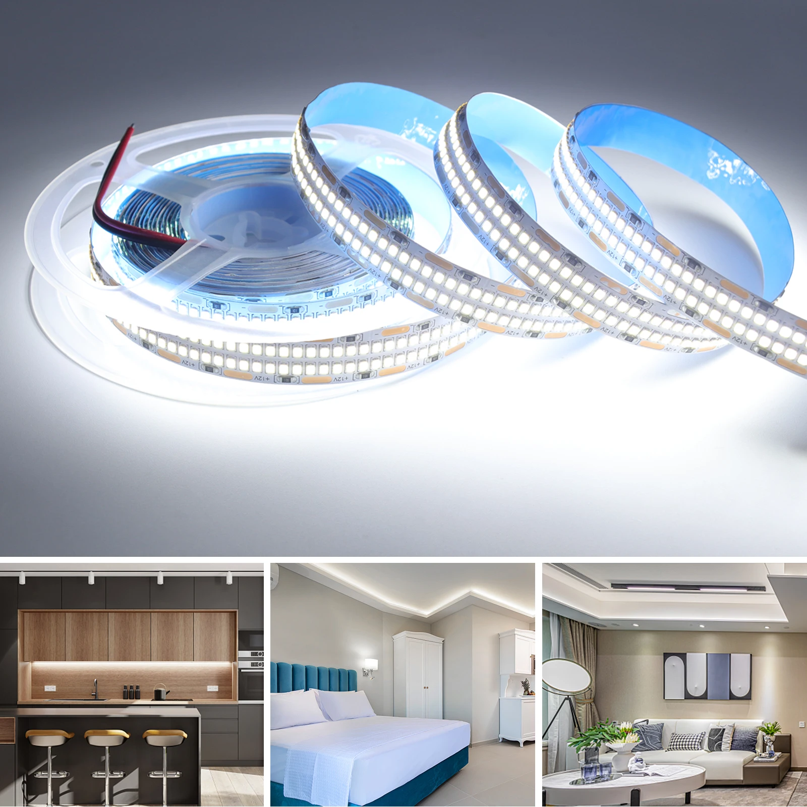 LED Strip 12V SMD 2025 624Leds/M IP21 IP67 Waterproof 3000K 4000K 6000K Flexible Ribbon Rope LED Tape Light for Home Decoration