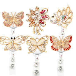 Idclip 1PC Porta Badge A Scomparsa con Morsetti A Coccodrillo Clip di Cavo Retrattile ID Badge Farfalla Del Fiore di Stile