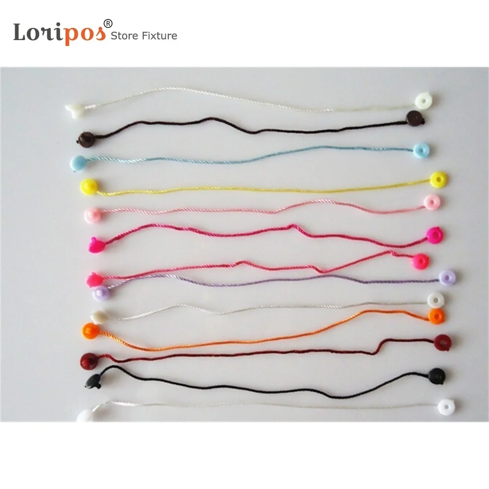 200 pz/lotto etichetta in plastica bianco Beige nero cartellino in poliestere corda stringa chiusura a scatto Pin Loop Tie Fasteners